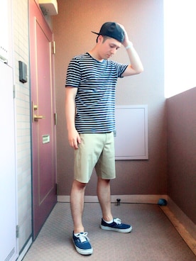 「DC（ディーシー）のアイテム（パンツ）」を使った、たぼさん（メンズ・174cm）の夏コーディネート