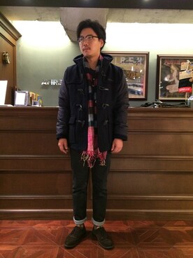 「AVIREX（アヴィレックス）のアイテム（ダッフルコート）」を使った、正さん（メンズ・170cm）の秋コーディネート