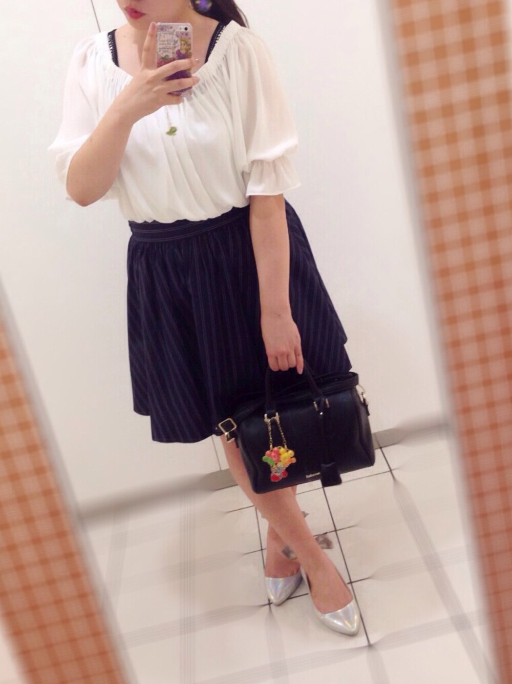「snidel、ワンピース、ストライプ、2014AW」｜「SNIDELの 【大好評につき再生産決定！】 ブラウスドッキングワンピ（ワンピース、ブルー系）」を使った、みたたんさん（メンズ・158cm）の秋コーディネートの1枚目の写真