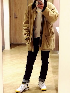 「SHARE PARK（シェアパーク）のアイテム（トップス）」を使った、Tomoさん（メンズ・178cm）の春コーディネート