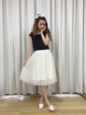 「Supreme.La.La.（シュープリームララ）のアイテム（その他トップス）」を使った、田中里奈さん（レディース・158cm）の春コーディネート