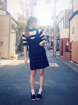 「Casselini（キャセリーニ）のアイテム（その他シューズ）」を使った、田中里奈さん（レディース・158cm）の春コーディネート