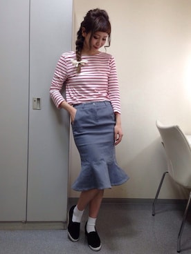 「Casselini（キャセリーニ）のアイテム（その他シューズ）」を使った、田中里奈さん（レディース・158cm）の春コーディネート