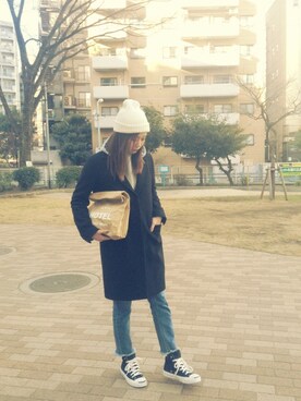 田中里奈さん（レディース・158cm）の冬コーディネート