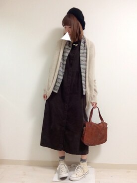 「flower」｜「アイテム（ハンチング/ベレー帽）」を使った、aomikanさん（レディース・165cm）の秋コーディネート