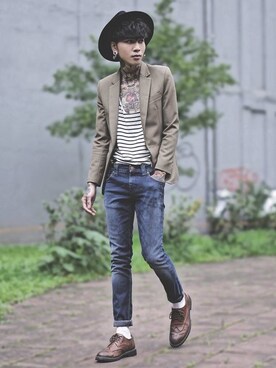 「TOPMAN（トップマン）のアイテム（スーツジャケット）」を使った、IvanChangさん（メンズ・174cm）の夏コーディネート