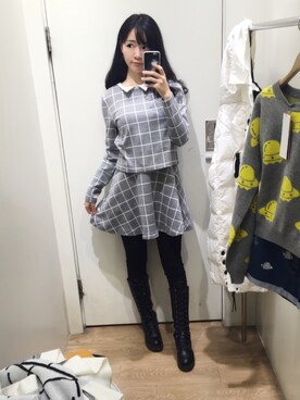 「b+ab（ビープラスエービー）のアイテム（ワンピース、グレー系）」を使った、Cassさん（レディース・166cm）の冬コーディネート