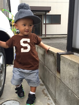 「1歳6ヶ月」｜「アイテム（キャップ）」を使った、ちゅーせんさん（キッズ・80cm）の秋コーディネート