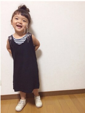 「AZUL by moussy（アズールバイマウジー）のアイテム（ワンピース）」を使った、yumiku◡̈⁎*さん（キッズ・90cm）の夏コーディネート