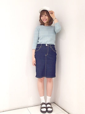 「白キャップ」｜ぐちょめさん（レディース・157cm）の春コーディネート