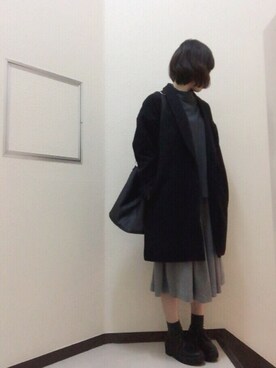 「ハイネックトップス」｜「アイテム（その他アウター）」を使った、suu.さん（レディース・154cm）の春コーディネート