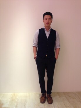 「Ted Baker（テッドベーカー）のアイテム（トップス）」を使った、Benny Wuさん（メンズ・165cm）の冬コーディネート