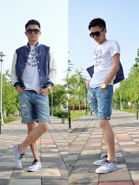 「PULL&BEAR（プルアンドベア）のアイテム（モカシン/デッキシューズ）」を使った、kevin_9514さん（メンズ・172cm）の夏コーディネート