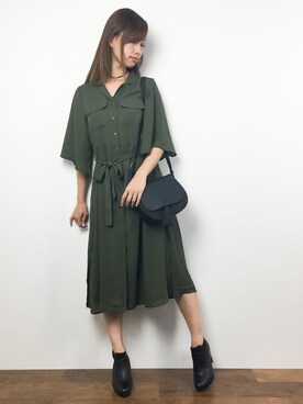 「RAY CASSIN（レイカズン）のアイテム（シャツワンピース）」を使った、KIIさん（レディース・160cm）の夏コーディネート