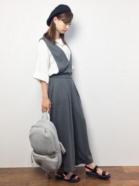 「COMME CA ISM（コムサイズム）のアイテム（オールインワン・サロペット）」を使った、KIIさん（レディース・160cm）の夏コーディネート