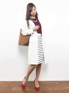 「アイボリー」｜「アイテム（トレンチコート）」を使った、KIIさん（レディース・160cm）の秋コーディネート