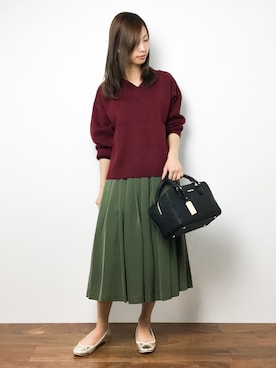 「& chouette（アンドシュエット）のアイテム（ボストンバッグ）」を使った、KIIさん（レディース・160cm）の秋コーディネート