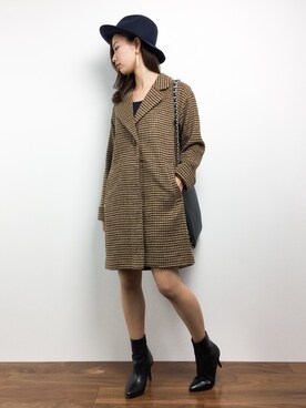 「one after another NICE CLAUP（ワンアフターアナザーナイスクラップ）のアイテム（チェスターコート）」を使った、KIIさん（レディース・160cm）の秋コーディネート