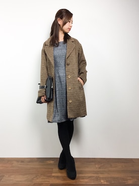 「one after another NICE CLAUP（ワンアフターアナザーナイスクラップ）のアイテム（チェスターコート）」を使った、KIIさん（レディース・160cm）の秋コーディネート