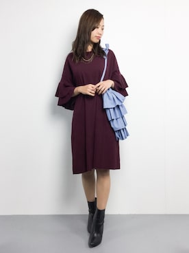 「フリルトート」｜「アイテム（ワンピース/ドレス）」を使った、KIIさん（レディース・160cm）の秋コーディネート