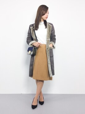 「amelier MAJESTIC LEGON（アメリエルマジェスティックレゴン）のアイテム（ムートンコート）」を使った、KIIさん（レディース・160cm）の冬コーディネート