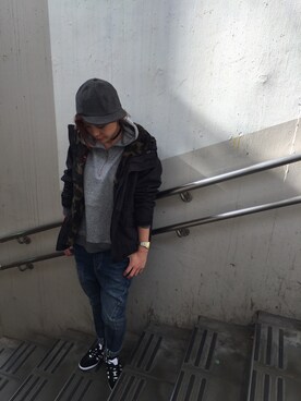 「アイテム（マウンテンパーカー）」を使った、NAGAさん（レディース・158cm）の秋コーディネート