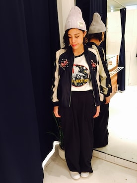 「DOUBLE NAME（ダブルネーム）のアイテム（パンツ）」を使った、NAGAさん（レディース・158cm）の冬コーディネート