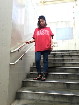 「DOUBLE NAME（ダブルネーム）のアイテム」を使った、NAGAさん（レディース・158cm）の夏コーディネート