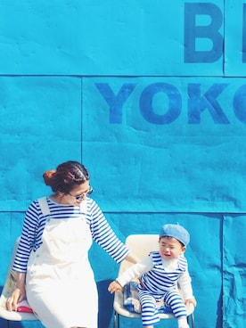 「marimekko（マリメッコ）のアイテム（サロペット/オーバーオール）」を使った、☁︎ aohi ＋ roco ☁︎さん（キッズ・80cm）の春コーディネート