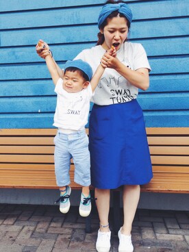 「ブルー x ホワイト」｜☁︎ aohi ＋ roco ☁︎さん（キッズ・80cm）の夏コーディネート