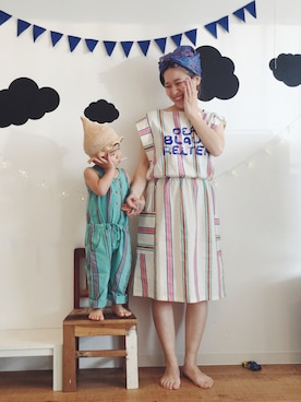 「bobochoses」｜「アイテム（オールインワン・サロペット）」を使った、☁︎ aohi ＋ roco ☁︎さん（キッズ・90cm）の春コーディネート