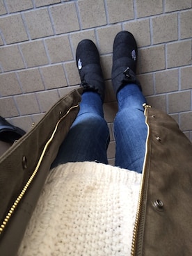 「ノースフェイス」｜「アイテム（モッズコート）」を使った、kaoさん（レディース・153cm）の冬コーディネート