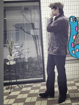 「オイルドジャケット」｜「アイテム（その他）」を使った、おあさん（メンズ・170cm）の春コーディネート