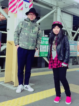 「ツバ広ハット」｜「アイテム（マウンテンパーカー）」を使った、Michiさん（メンズ・177cm）の冬コーディネート