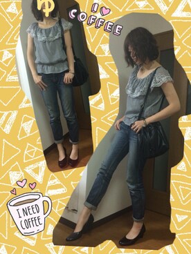 「B.L.U.E（ビーエルユーイー）のアイテム（バッグ）」を使った、ゆっちょさん（レディース・168cm）の夏コーディネート
