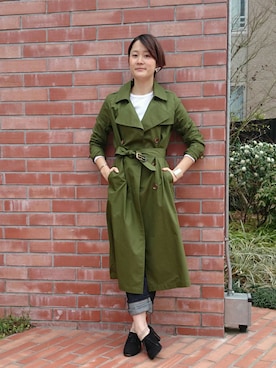 「A.P.C.」｜「アイテム（トレンチコート）」を使った、ちっぴーさん（レディース・160cm）の春コーディネート