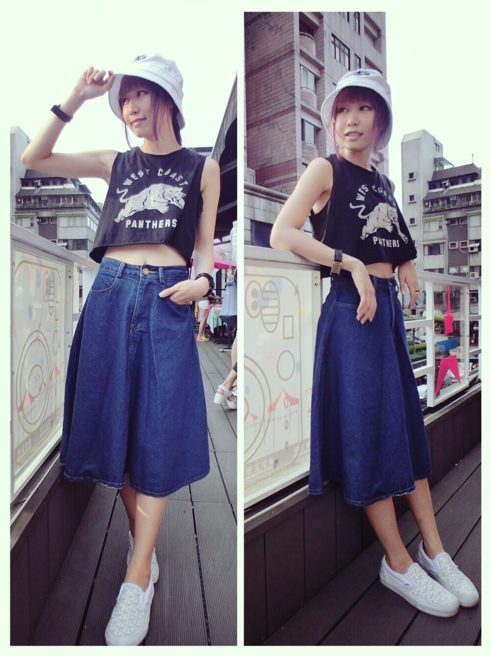 「stussy、goyard、VANS、FOREVER 21、Vivienne Westwood、summer、Taiwan、休閒甜美、handmade、skirt」｜「FOREVER 21のアイテム（タンクトップ、ブラック系）」を使った、sylvia🐯MTさん（レディース・161cm）の夏コーディネートの1枚目の写真