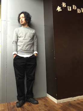 「スウェット×シャツ」｜hinaozaさん（メンズ・169cm）の冬コーディネート