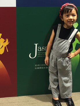 「GLOBAL WORK（グローバルワーク）のアイテム（オールインワン・サロペット）」を使った、みっきーはうすさん（キッズ・100cm）の夏コーディネート