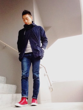 「CABANE de ZUCCa（カバンドズッカ）のアイテム（ブルゾン）」を使った、mo_o_riさん（メンズ・174cm）の秋コーディネート