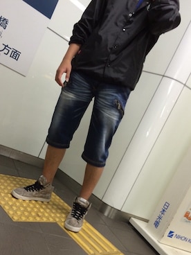 「VANS（バンズ）のアイテム（ナイロンジャケット）」を使った、白川稀章さん（メンズ・175cm）の春コーディネート