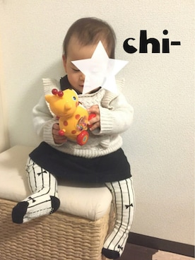 「ストライプ」｜「アイテム（おもちゃ）」を使った、Yu- & Chi-さん（キッズ・80cm）の春コーディネート