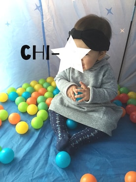 「アイテム（タイツ/ストッキング、ブルー系）」を使った、Yu- & Chi-さん（キッズ・80cm）の春コーディネート