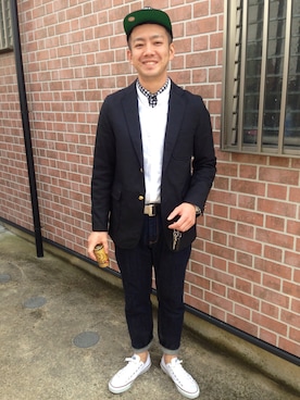 「CONVERSE（コンバース）のCONVERSE CVS ALLSTAR OX（スニーカー）」を使った、やまさん（メンズ・174cm）の冬コーディネート