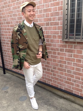 「CONVERSE（コンバース）のCONVERSE CVS ALLSTAR OX（スニーカー）」を使った、やまさん（メンズ・174cm）の春コーディネート