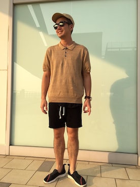 「アイテム（アナログ腕時計、ピンク系）」を使った、やまさん（メンズ・174cm）の夏コーディネート