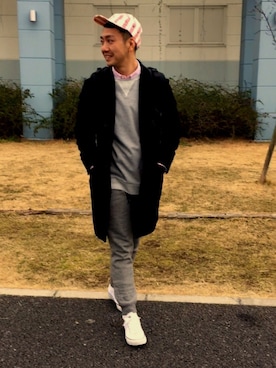 「BAYFLOW(BAYFLOW)」｜「アイテム（チェスターコート）」を使った、やまさん（メンズ・173cm）の冬コーディネート