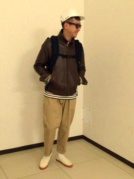 「MASACA HAT（マサカハット）のアイテム」を使った、やまさん（メンズ・173cm）の冬コーディネート