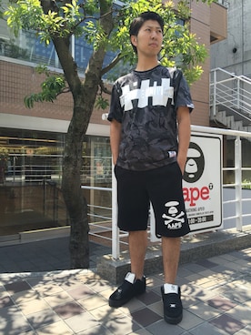 「カモ柄」｜松田 和真さん（メンズ・166cm）の夏コーディネート
