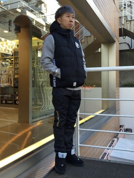 「AAPE BY A BATHING APE（エーエイプバイアベイシングエイプ）のアイテム（ジャケット/アウター）」を使った、松田 和真さん（メンズ・166cm）の冬コーディネート